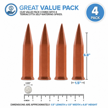 Modern Innovations Self-Watering Terracotta Spikes | 4-Pack