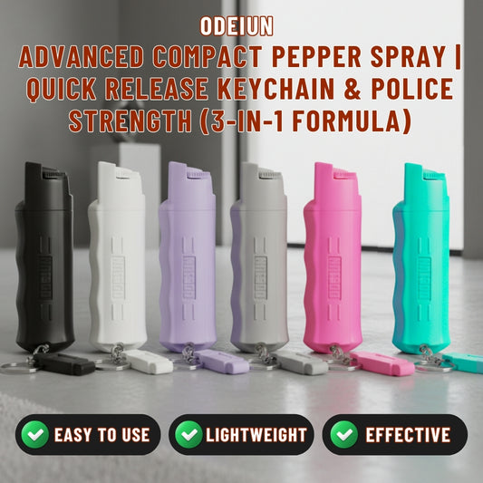 ODEIUN Advanced Compact Pepper Spray | Quick Release Keychain & Police Strength (3-in-1 Formula)