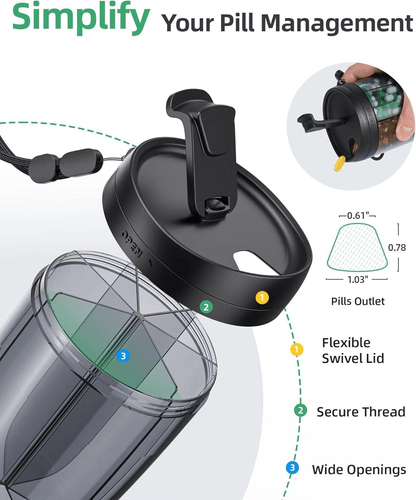 🎁Last Day Promotion🔥Pill Dispenser Bottle with 6 Compartments | Never Miss a Dose Again! 💊⏰