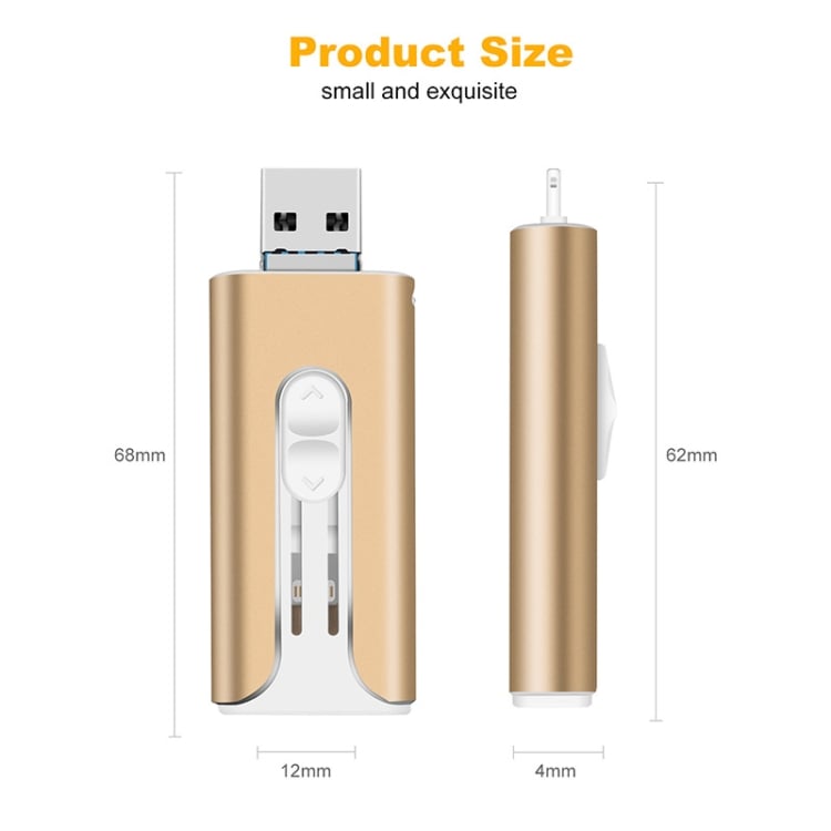 32~256GB Micro USB + 8 Pin + USB 3.0 4 in 1 Mobile Phone Computer U-Disk