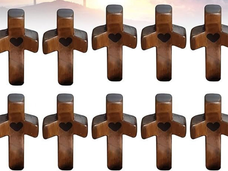 Cross My Heart, Encouragement Gift, Relieve Anxiety Comfort for Clutching, Clinging and Praying, Pocket Olive Wood Cross Religious Gift for Children and Adults