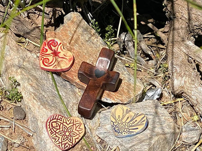 Cross My Heart, Encouragement Gift, Relieve Anxiety Comfort for Clutching, Clinging and Praying, Pocket Olive Wood Cross Religious Gift for Children and Adults
