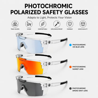 ☀️UV400 Photochromic Polarized Safety Glasses – 🥇Impact Resistant Outdoor Sports & Work Eyewear