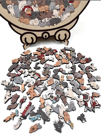 🎁Christmas Sale 49% OFF🎅135-Piece Morandi-Colored Cat Shaped Wooden Jigsaw Puzzle