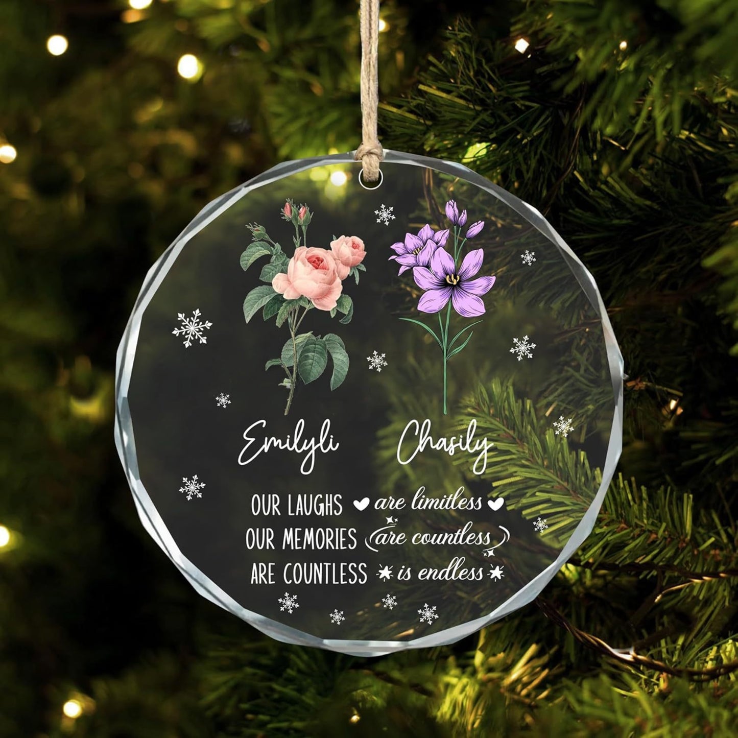 Sisters Are Different Flowers From The Same Garden - Personalized Custom Glass Ornament