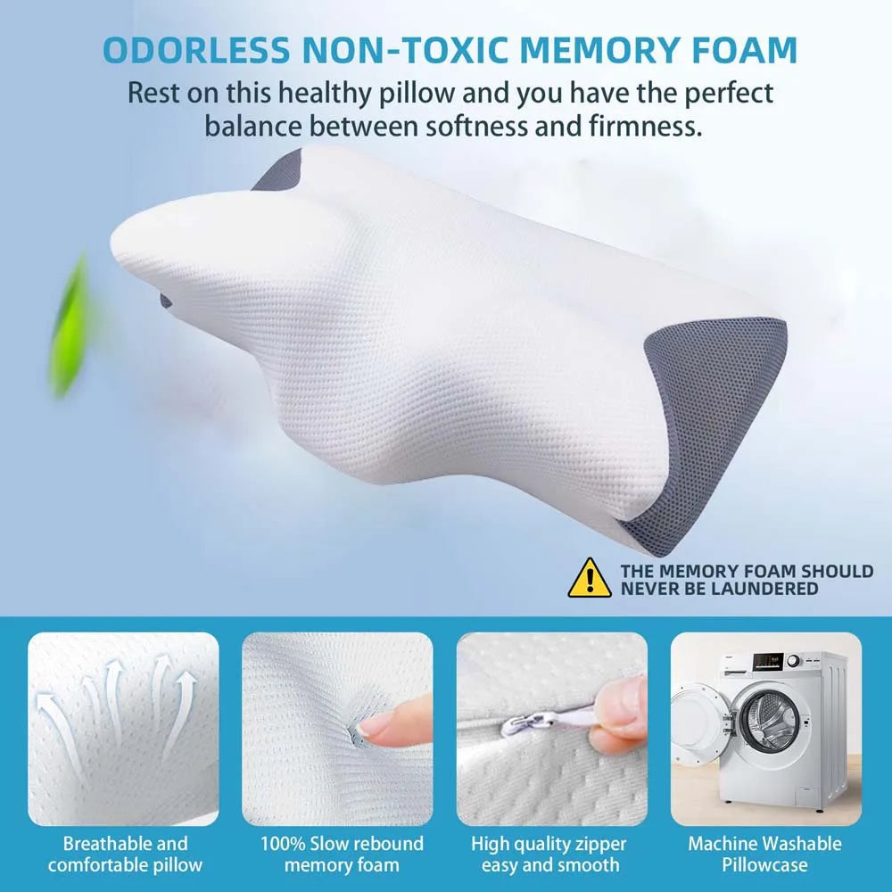 Memory Foam Neck Support Pillow for a Good Night's Sleep