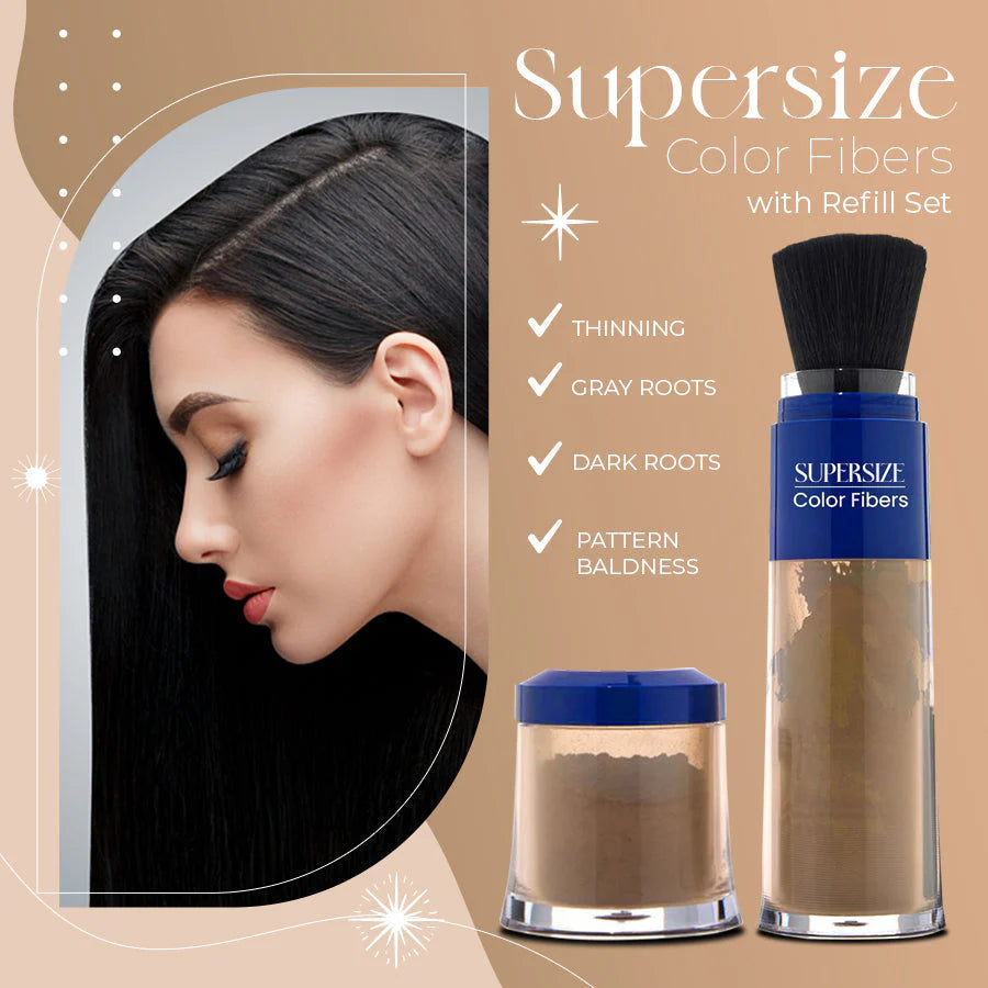Exclusive No Hair Damage Patent: Supersize Color Fibers with Refill Set