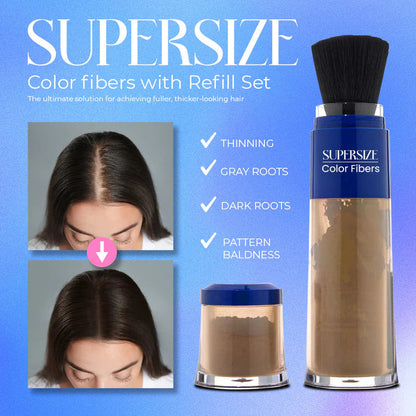 Exclusive No Hair Damage Patent: Supersize Color Fibers with Refill Set