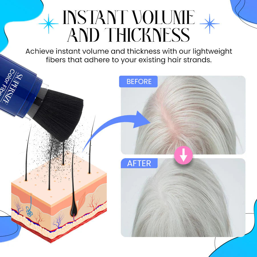 Exclusive No Hair Damage Patent: Supersize Color Fibers with Refill Set