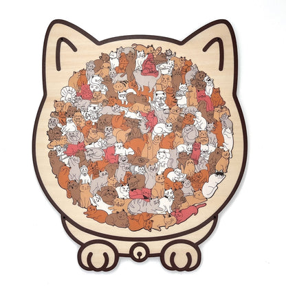 🎁Christmas Sale 49% OFF🎅135-Piece Morandi-Colored Cat Shaped Wooden Jigsaw Puzzle