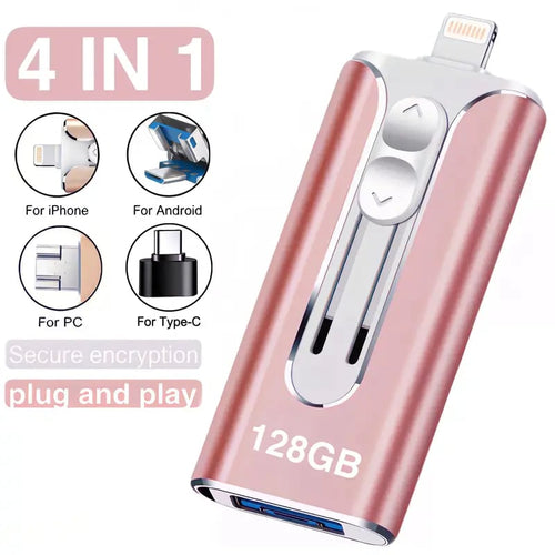 32~256GB Micro USB + 8 Pin + USB 3.0 4 in 1 Mobile Phone Computer U-Disk